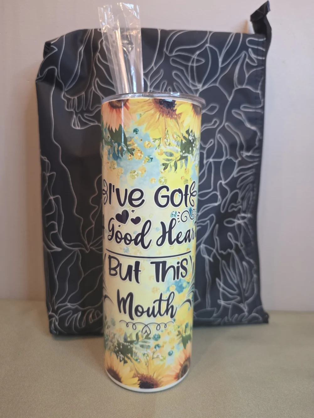 Good Heart But This Mouth Yellow Sunflower Stainless Tumbler 20 Oz